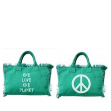 Load image into Gallery viewer, ONE LOVE ONE PLANET TOTE BAGS