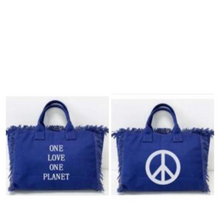 Load image into Gallery viewer, ONE LOVE ONE PLANET TOTE BAGS