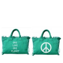 Load image into Gallery viewer, ONE LOVE ONE PLANET TOTE BAGS
