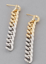 Load image into Gallery viewer, TWO TONE CHAIN EARRINGS
