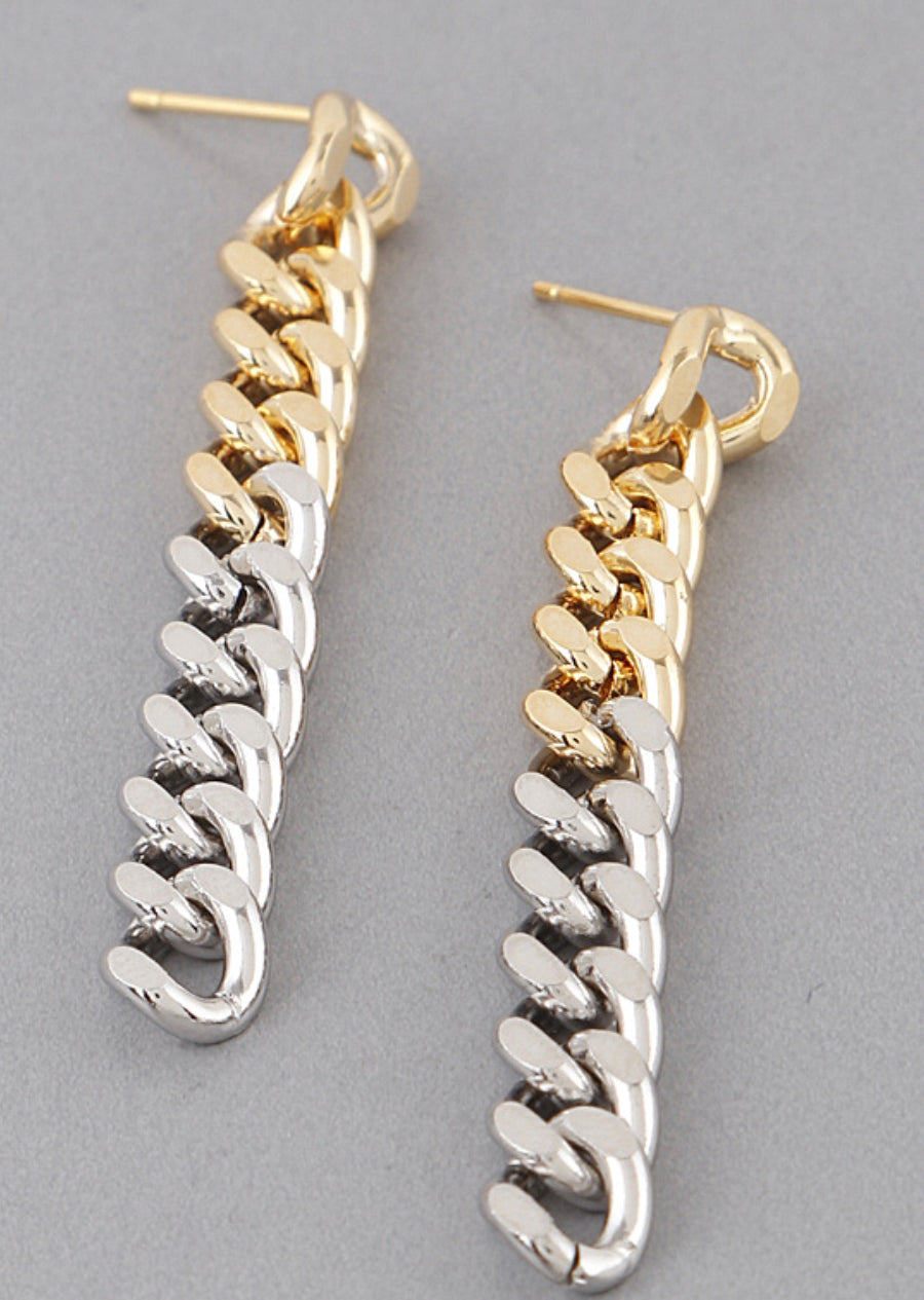 TWO TONE CHAIN EARRINGS