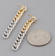 Load image into Gallery viewer, TWO TONE CHAIN EARRINGS
