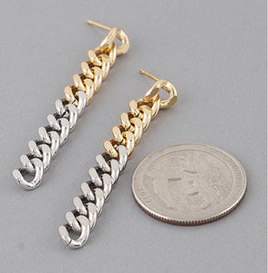 TWO TONE CHAIN EARRINGS