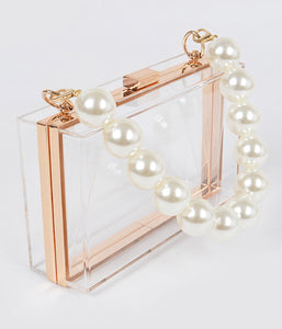 RELLA CLEAR PEARL CLUTCH