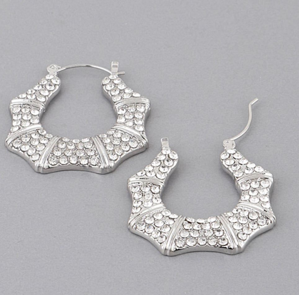 BAMBOO CRYSTAL SQUARE HOOPS