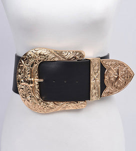 OVERSIZED GOLD BUCKLE BELT