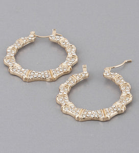 BAMBOO CRYSTAL SQUARE HOOPS