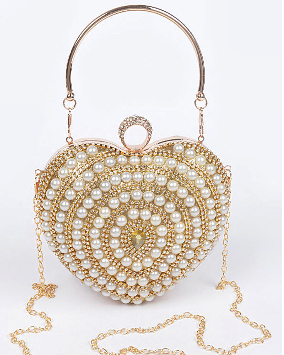 HEART PEARL CLUTCH