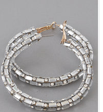 Load image into Gallery viewer, JEWELED HANDMADE HOOP EARRINGS
