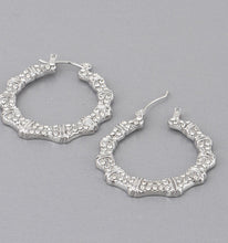 Load image into Gallery viewer, BAMBOO CRYSTAL SQUARE HOOPS
