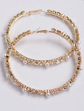 Load image into Gallery viewer, DIAMOND &amp; PEARL HOOPS
