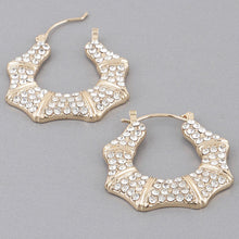 Load image into Gallery viewer, BAMBOO CRYSTAL SQUARE HOOPS
