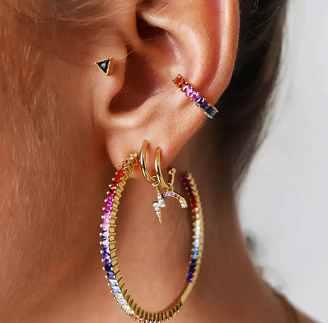 MULTI GEM EARRING CUFF SET