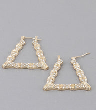 Load image into Gallery viewer, BAMBOO CRYSTAL SQUARE HOOPS
