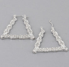 Load image into Gallery viewer, BAMBOO CRYSTAL SQUARE HOOPS
