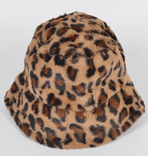 Load image into Gallery viewer, LEOPARD FAUX FUR BUCKET HAT
