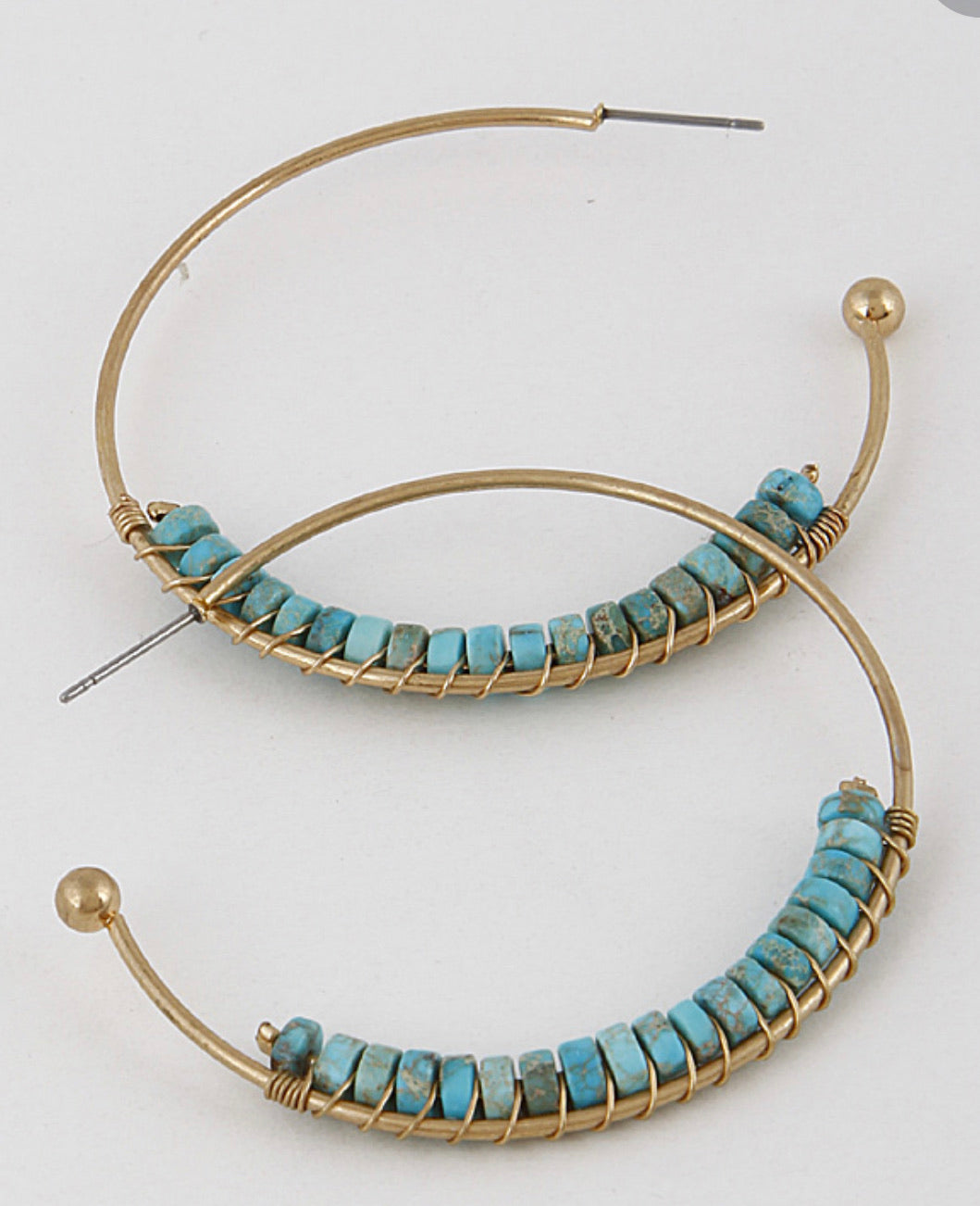 TURQUOISE HANDMADE HOOPS