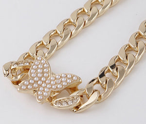 BUTTERFLY PEARL CHOKER CHAIN